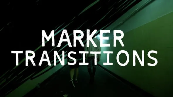 朋克风画笔涂鸦标记过渡AE与PR模板 Videohive Marker Transitions