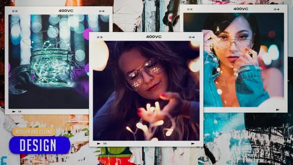 漏光过渡简单照片幻灯片实用视频相册-PR模板 Photo Slideshow MOGRT