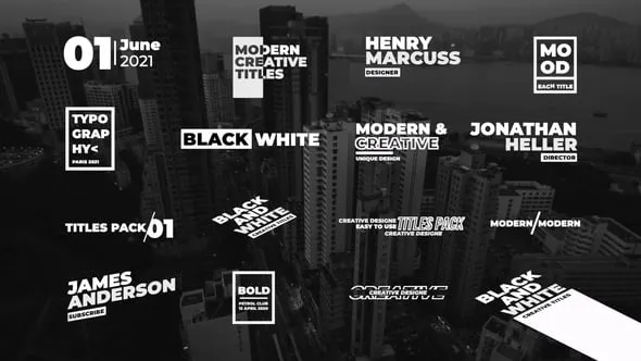 16个现代黑白动画标题AE模板 Modern Titles | After Effects