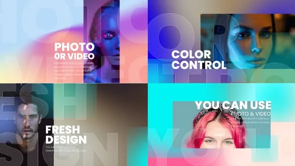 透视效果大字标题动画制作时尚美妆视频优雅婚礼相册AE模板 Slideshow Glasses