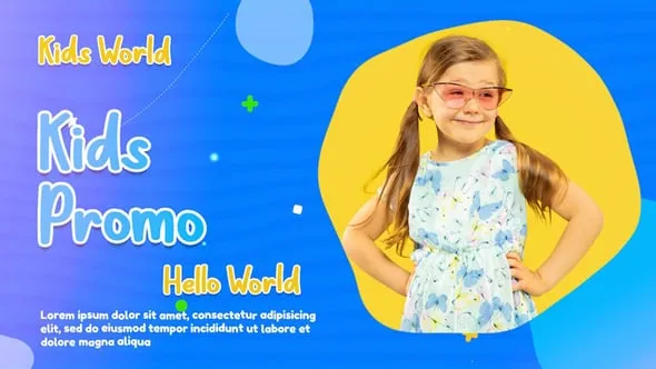多彩流动液体转场文字动画元素制作童趣少儿活动宣传片创意课程介绍AE模板 Happy Kids Promo Slideshow