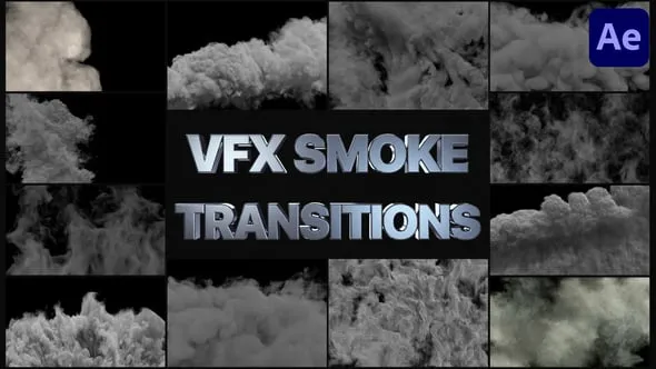 逼真的烟雾风格元素模拟爆炸浓烟转场慢动作烟尘特效AE模版 Smoke Transitions | After Effects