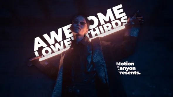 炫酷人物图像肖像引出下三分之一字幕角标文字标题动画AE模版 Awesome Lower Thirds