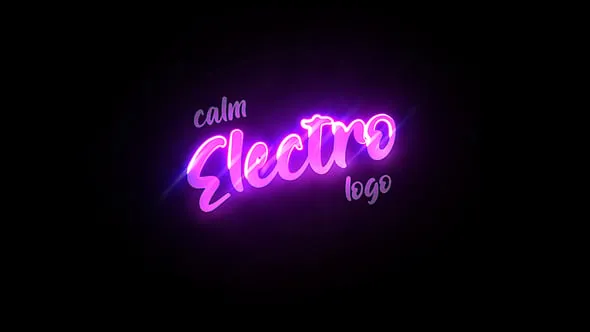 发光霓虹灯Electric电子标志LOGO动画AE模版 Calm Electro Logo