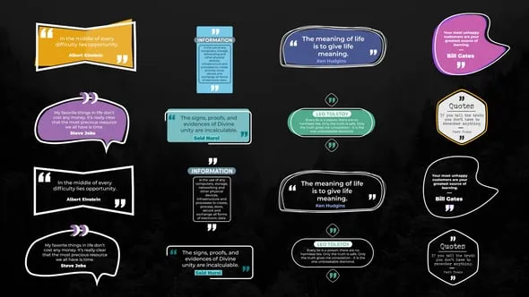引用名人名句引文气泡引述标题动画用于纪录片演讲解说类视频AE模版 Quotes Titles