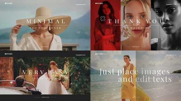 时尚幻灯片开场视频新品服装或婚礼片头动画AE模版 Minimal Promo Opener