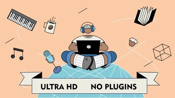 卡通形象动画场景演绎远程教育专业技能提升虚拟现实动画元素AE模版 Skill Up Opener