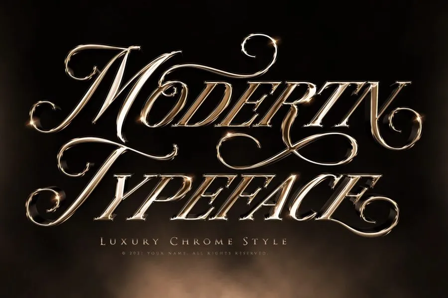 奢华黄金镀铬金属Logo文本样式特效PSD样式模板 Luxury Chrome Text and Logo Style
