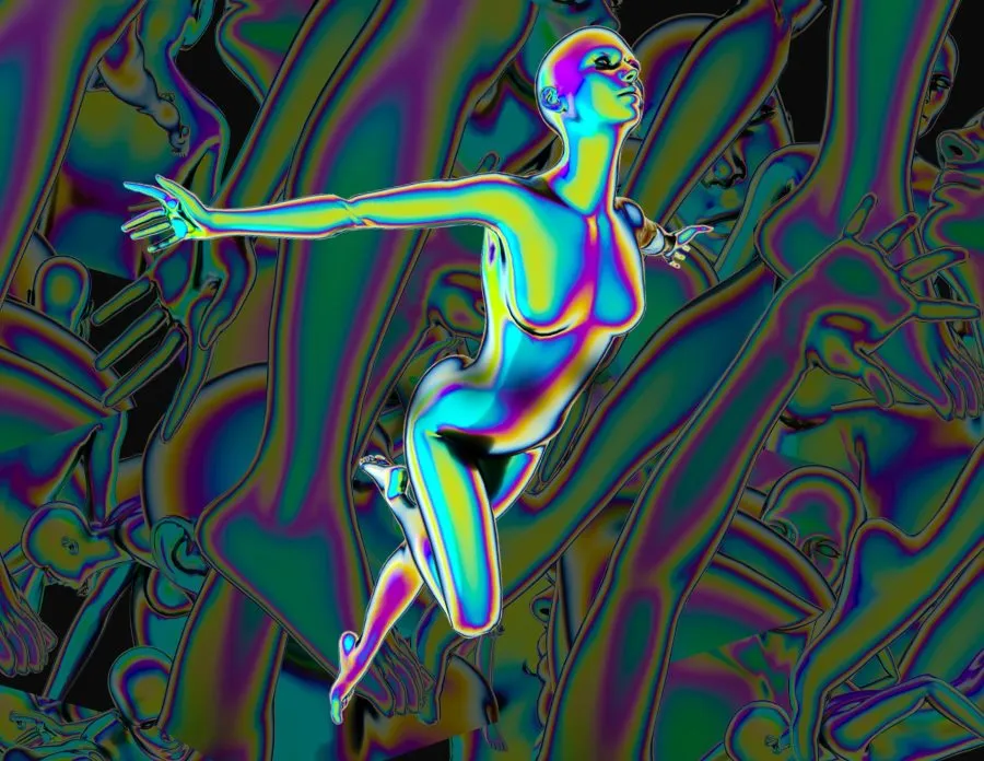 30款全息镭射渐变赛博朋克彩虹科幻3D人体部位图形PNG素材 3D Humans PNG – Iridescent