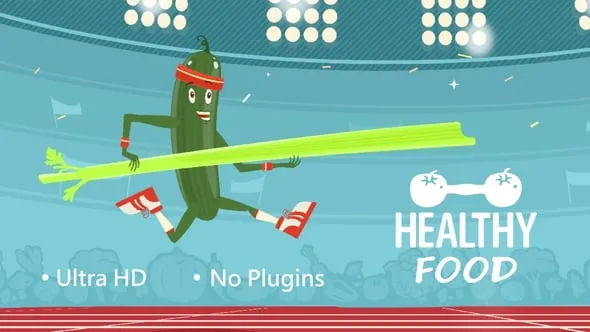 22个卡通经典憨实动画风格有趣表情符号微笑发烧难过各种脸部动画贴纸AE模版 Healthy Food Logo