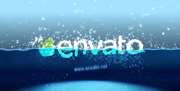 品牌LOGO快速落水半漂浮于水面水溅标志动画AE模版 Half Water logo intro