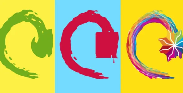 彩色液体水痕旋转路径填充揭示品牌标志滴墨效果动画AE模版 Liquid Logo Intro