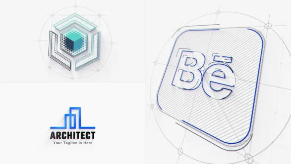4K分辨率3D建筑公司LOGO品牌宣传视频片头动画AE模板 Architect Logo Reveal