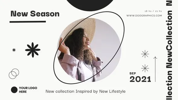 黑白极简风格现代时装设计商品展示时尚美妆新品宣传视频AE模板 fashion design slideshow