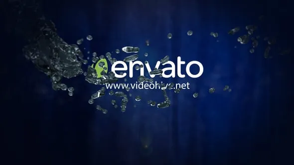 4K水标志介绍3D水流特效动画揭示品牌LOGO片头AE模板 Water Logo Intro