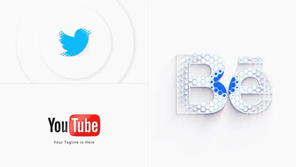 干净简单标志轮廓描边蜂窝状图形填充展示LOGO动画AE模板 Clean & Simple Logo Reveal