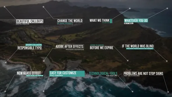 现代信息标注目标点线呼出标题动画汽车测评画面文本解析元素AE模板 Call Outs