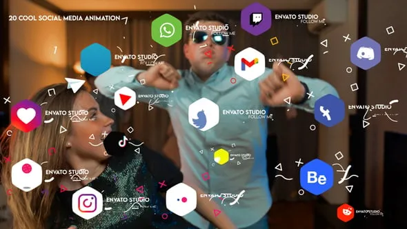 20个很酷的社交媒体图标动画AE模板 Cool Social Media Animation