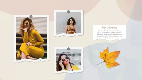 时尚淡雅背景撕纸效果纸张照片不规则撕裂碎片展示照片相册AE模板 Photo Slideshow