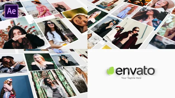 4K简单照片墙快速标志展示LOGO动画AE模板 Mosaic Logo Reveal