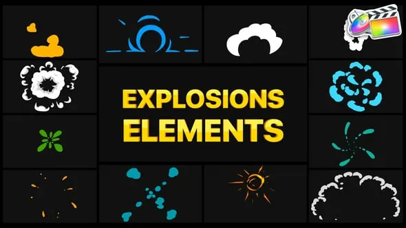 Explosion Elements FCPX插件卡通MG爆炸元素动画12种效果 Explosion Elements | FCPX