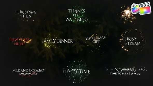 FCPX插件-10组魔法粒子特效文字标题视频字幕动画选用于圣诞节 Christmas Magic Titles FCPX