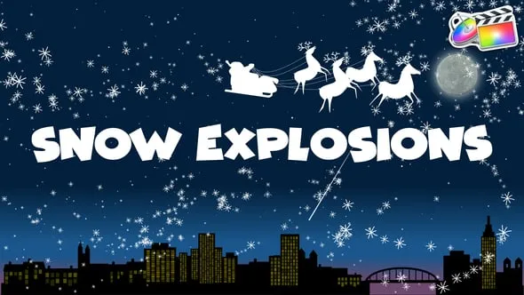 FCPX插件-25个手绘魔法雪花粒子特效元素效果和2个视频转场过渡 Magic Snow FX Pack FCPX