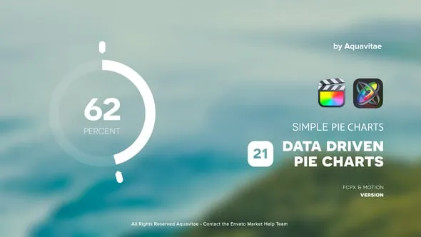 FCPX插件-26个简约数据图表模板图形分析饼图进度读取圆圈屏幕可视化 Simple Pie Charts for Final Cut Pro X