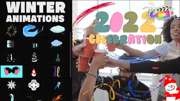 25组冬季MG图形元素动画制作冬奥会相关视频助手-FCPX插件 Christmas Winter Animations for FCPX