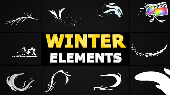 22组手绘冬季元素MG动画制作视频-FCPX插件 Hand-Drawn Winter Elements FCPX