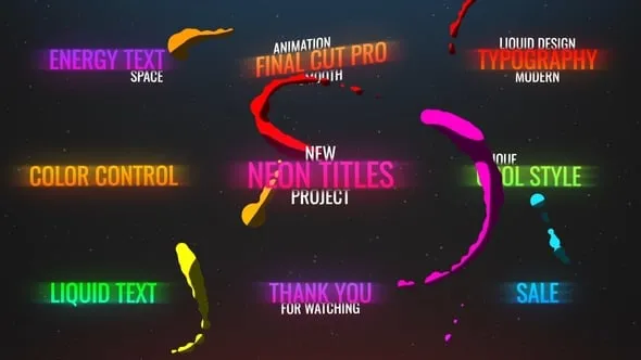 FCPX插件-10组霓虹灯液体流动MG动画文字标题视频字幕效果 Neon Liquid Titles