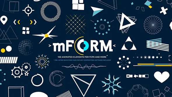 150种活力时尚MG动态图形元素动画FCPX插件下载 motionVFX – mForm + 视频素材