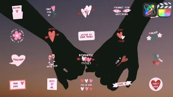 20个浪漫甜蜜爱情文字标题动画FCPX插件下载 Romantic Titles