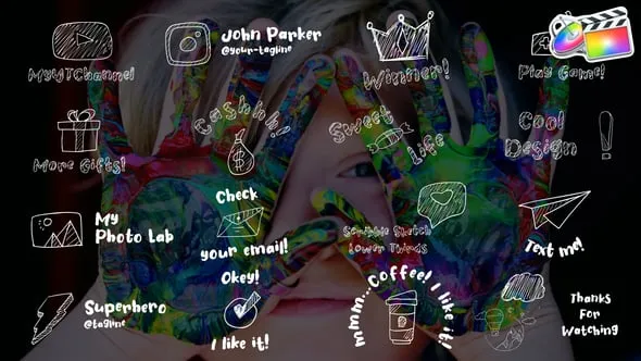 16个手绘卡通素描涂鸦图形文字标题动画FCPX插件下载 Scribble Sketch Lower Thirds