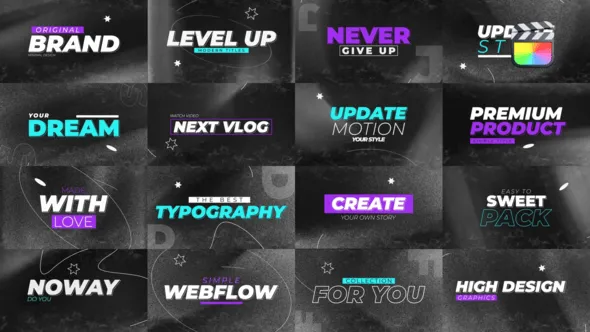 16种时尚动感文字标题排版动画FCPX插件下载 Abstract Text Titles