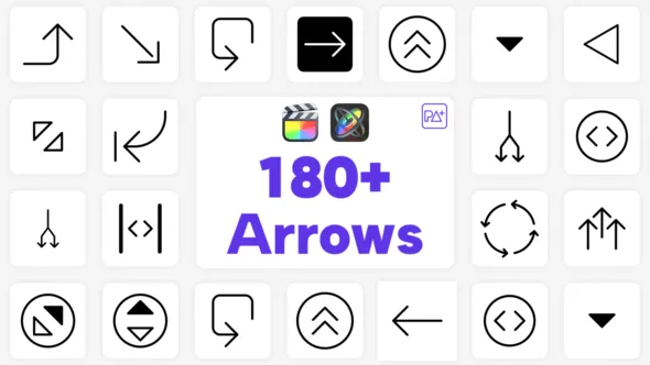 180个线条箭头图形标注指示动画FCPX插件下载 Big Pack Arrows