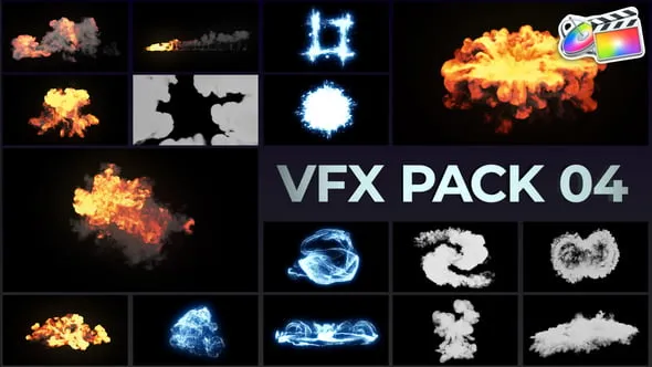 30组二维卡通爆炸火焰烟雾粒子视觉特效元素包FCPX插件下载 VFX Elements Pack
