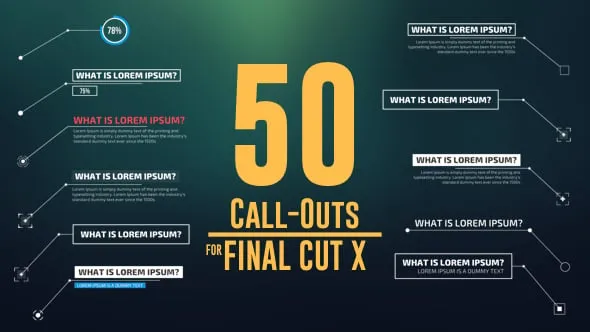 50种线条呼出文字标题介绍注释解说动画FCPX插件下载 50 CallOuts Pack