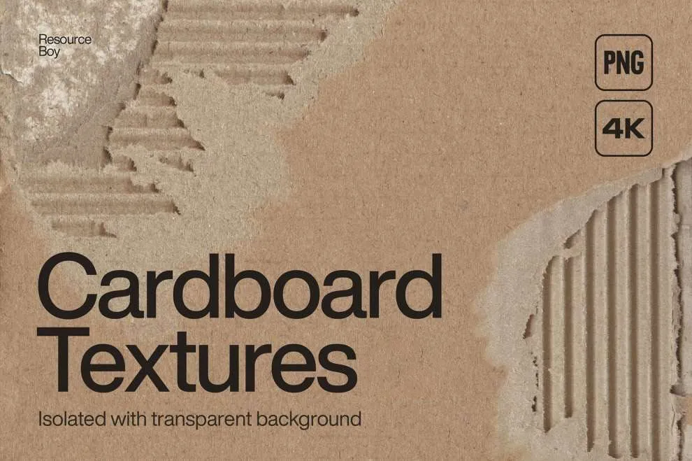 100个撕裂纸板纸箱边缘纹理创意设计PNG图片素材 100 Torn Cardboard Textures