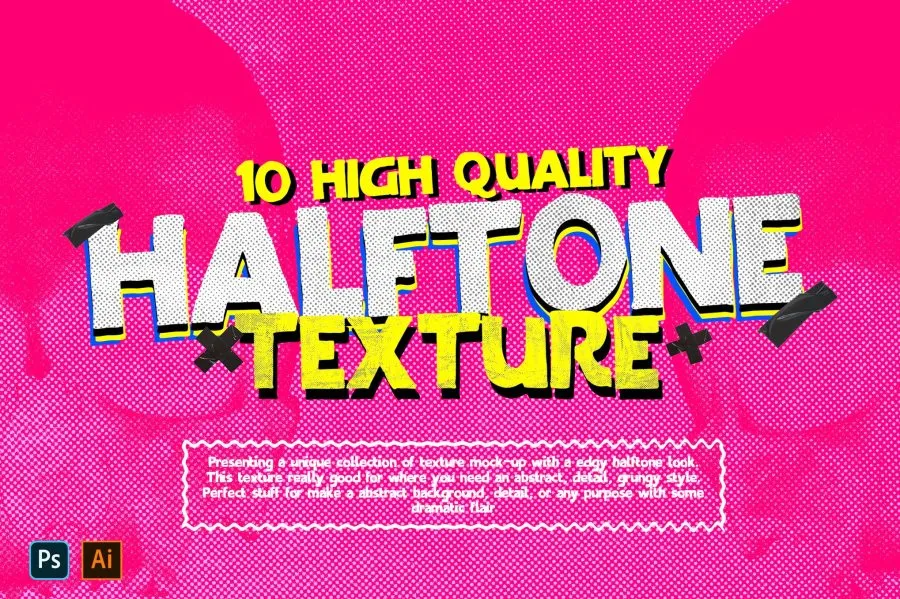 10款可自定义复古半色调颗粒纹理背景底纹图片素材 Halftone Texture
