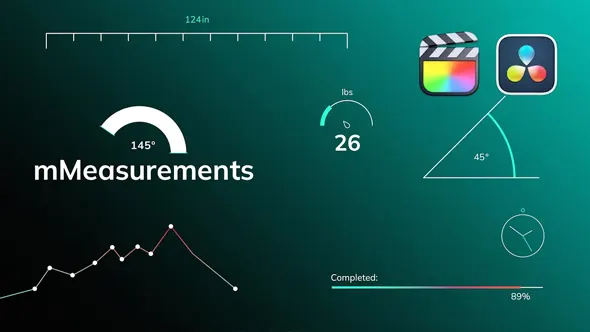 22个创意干净精确测量标注数值显示动画预设FCPX插件 motionVFX – mMeasurements