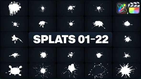 22种卡通液体飞溅图形动画元素FCPX插件 Splats Elements 01-22