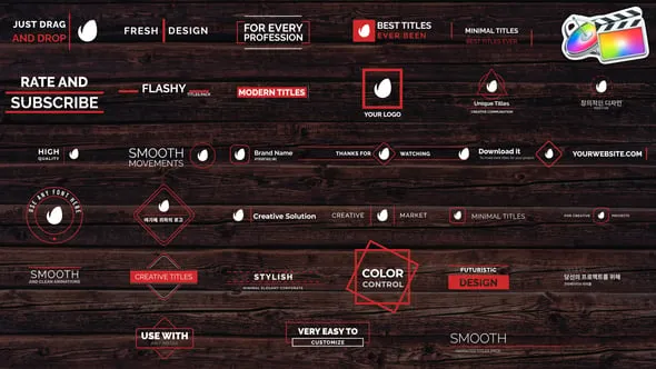 33种社交媒体文字标题字幕条动画FCPX插件 Minimal Modern Titles Pack