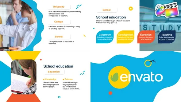 10个时尚学校教育机构宣传展示幻灯片动画FCPX插件 School Slideshow