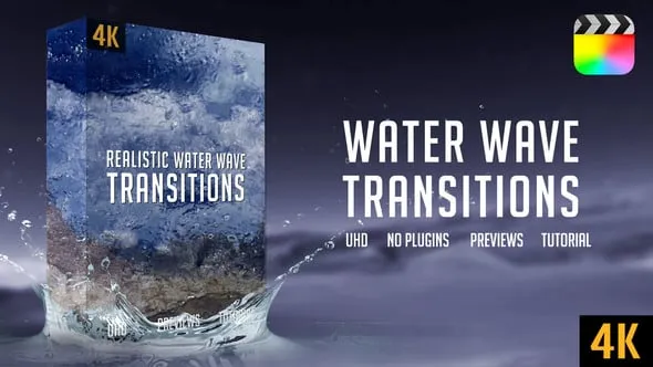 10种海滩波浪水花海浪过渡转场预设FCPX插件 Water Wave Transitions