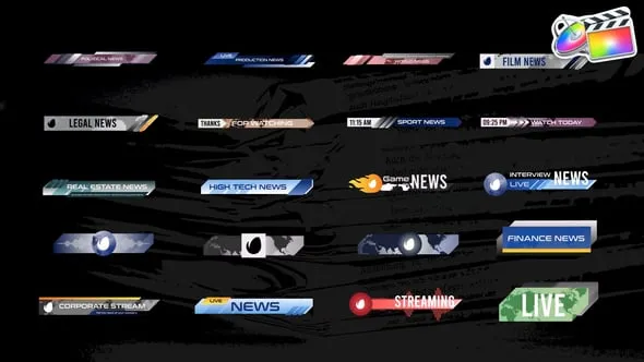 20种广播电视新闻栏目字幕条文字标题动画FCPX插件 News Titles