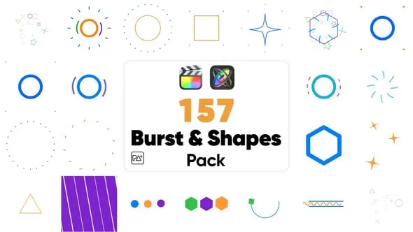 157种彩色圆圈爆炸线条运动图形MG小动画FCPX插件 Burst & Shapes Pack For Final Cut Pro X