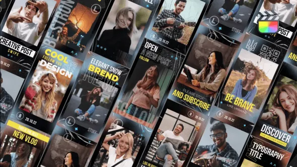 16组时尚竖屏海报封面宣传图文组合动画FCPX插件 Intro Instagram Stories