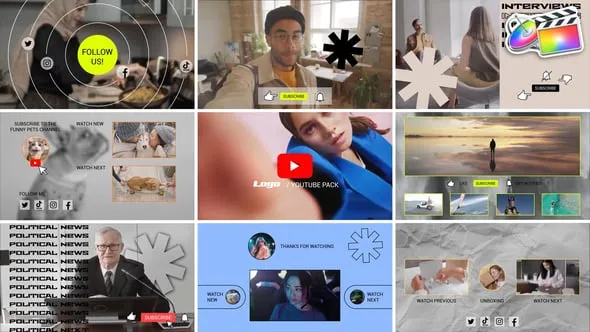 潮流时尚社交媒体视频Vlog片头片尾展示宣传动画FCPX插件 Social Media Promo And Endscreens