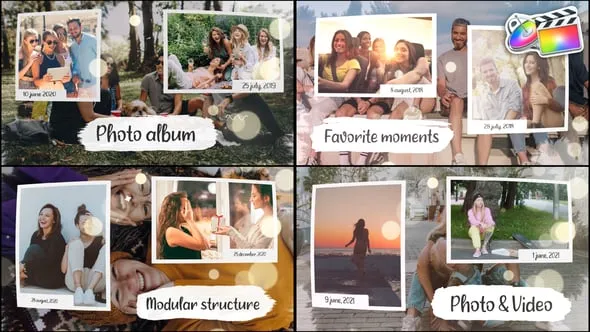 浪漫爱情甜蜜回忆照片电子相册展示幻灯片动画FCPX模板(含模板音乐) Photo Slideshow 汉化版